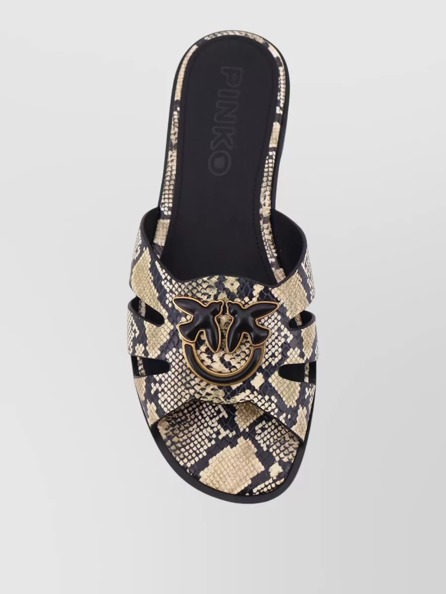 Pinko Flat Sole Sandals Open Toe Snake Print
