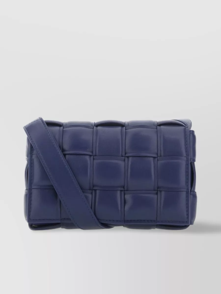 Shop Bottega Veneta Quilted Compact Leather Crossbody In Blue