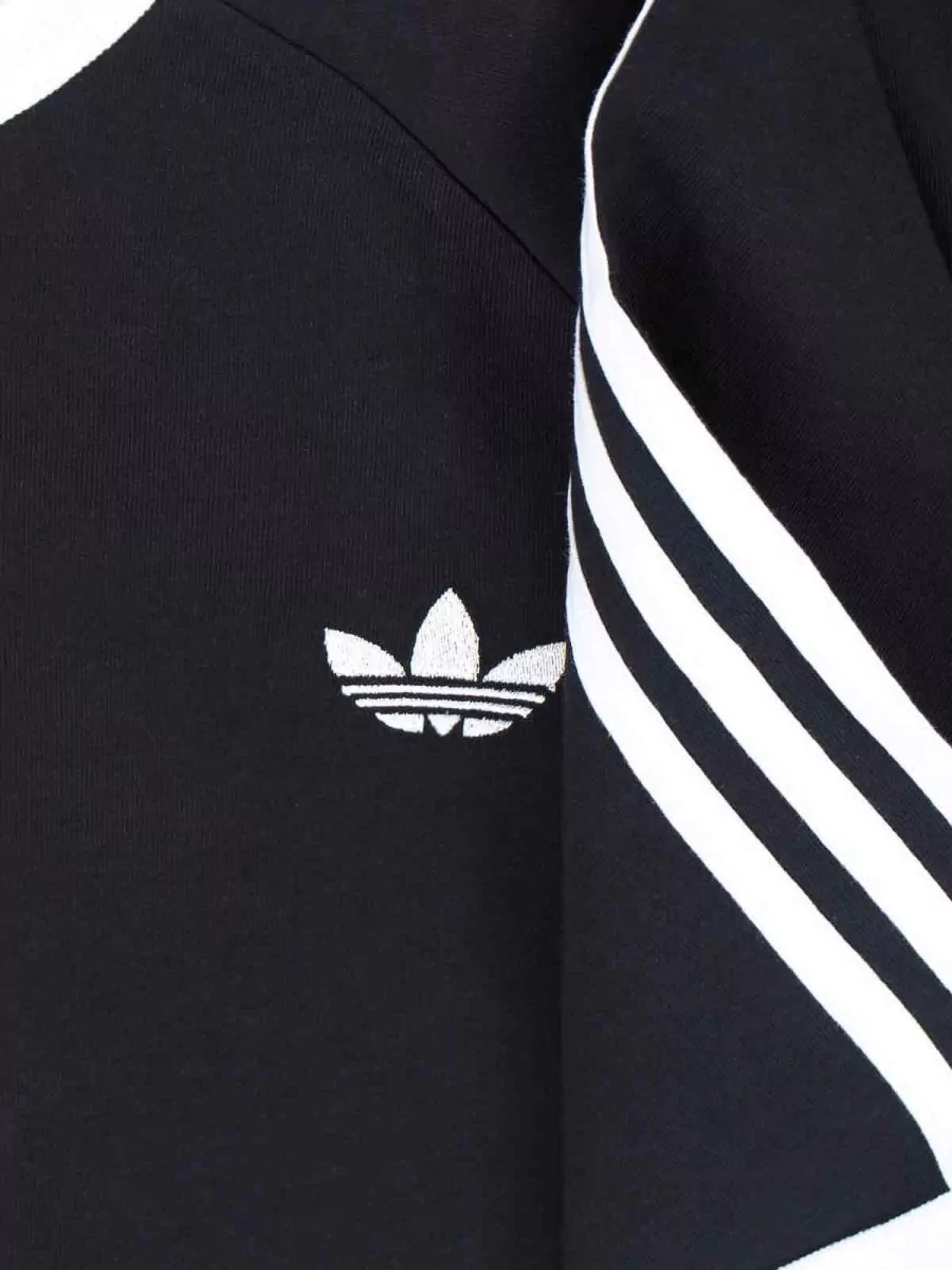 Adidas Crew Neck Striped T Shirt Contrast Trim