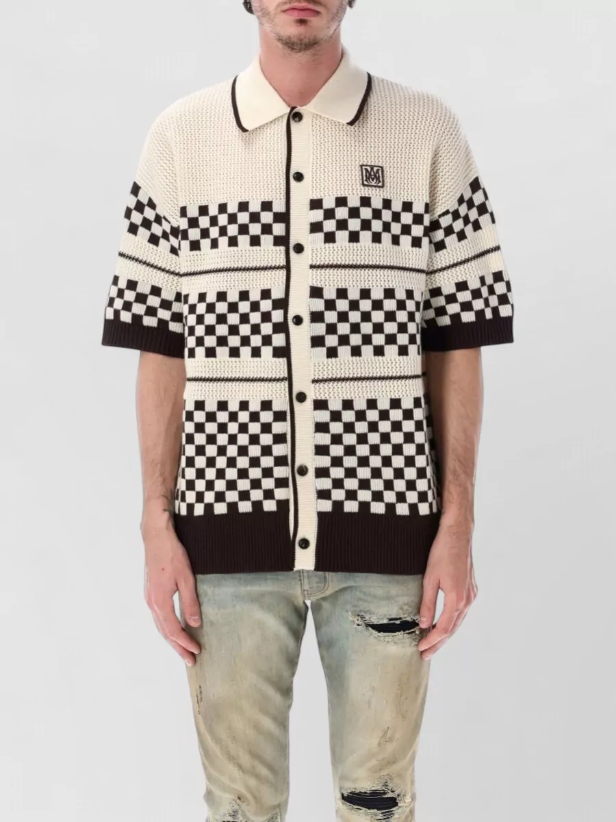 Amiri Wool checkered short-sleeve bowling shirt