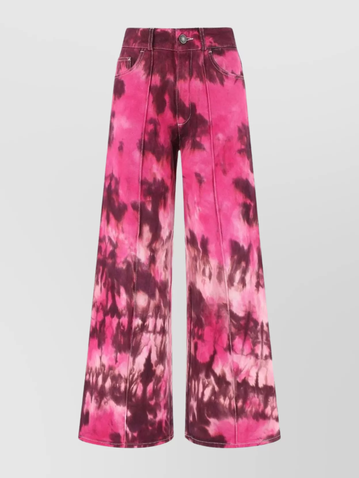 Shop Ami Alexandre Mattiussi Large Fit Denim Trousers With Wide Leg And Tie-dye Pattern