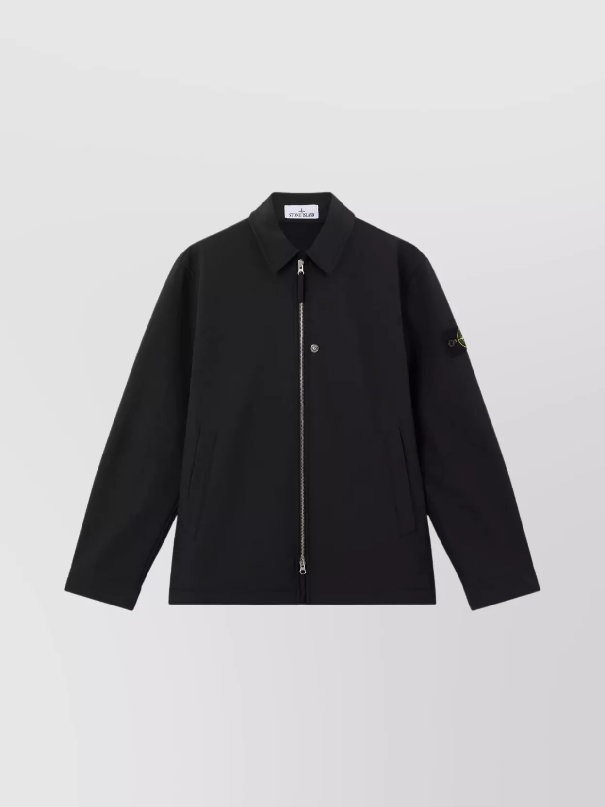 Stone Island Mens Black Soft-shell Pointed-collar Jacket In Black