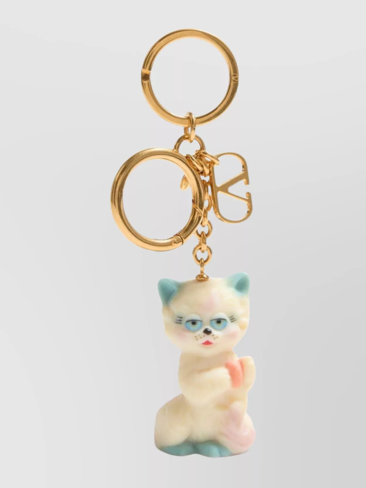 Valentino Garavani House Cat Design Keyring With Gold-tone Hardware