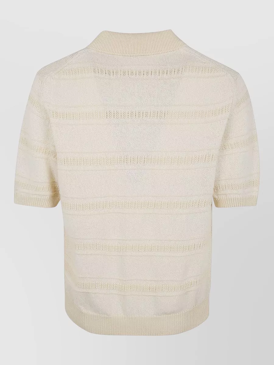 Lardini Polo Shirt Embroidered Textured Knit Short Sleeves