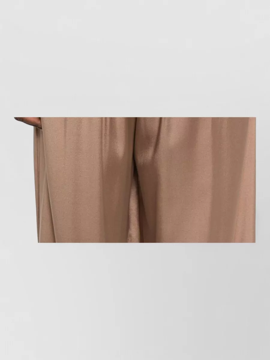 Forte Forte Silk Satin Wide Leg Pleated Trousers