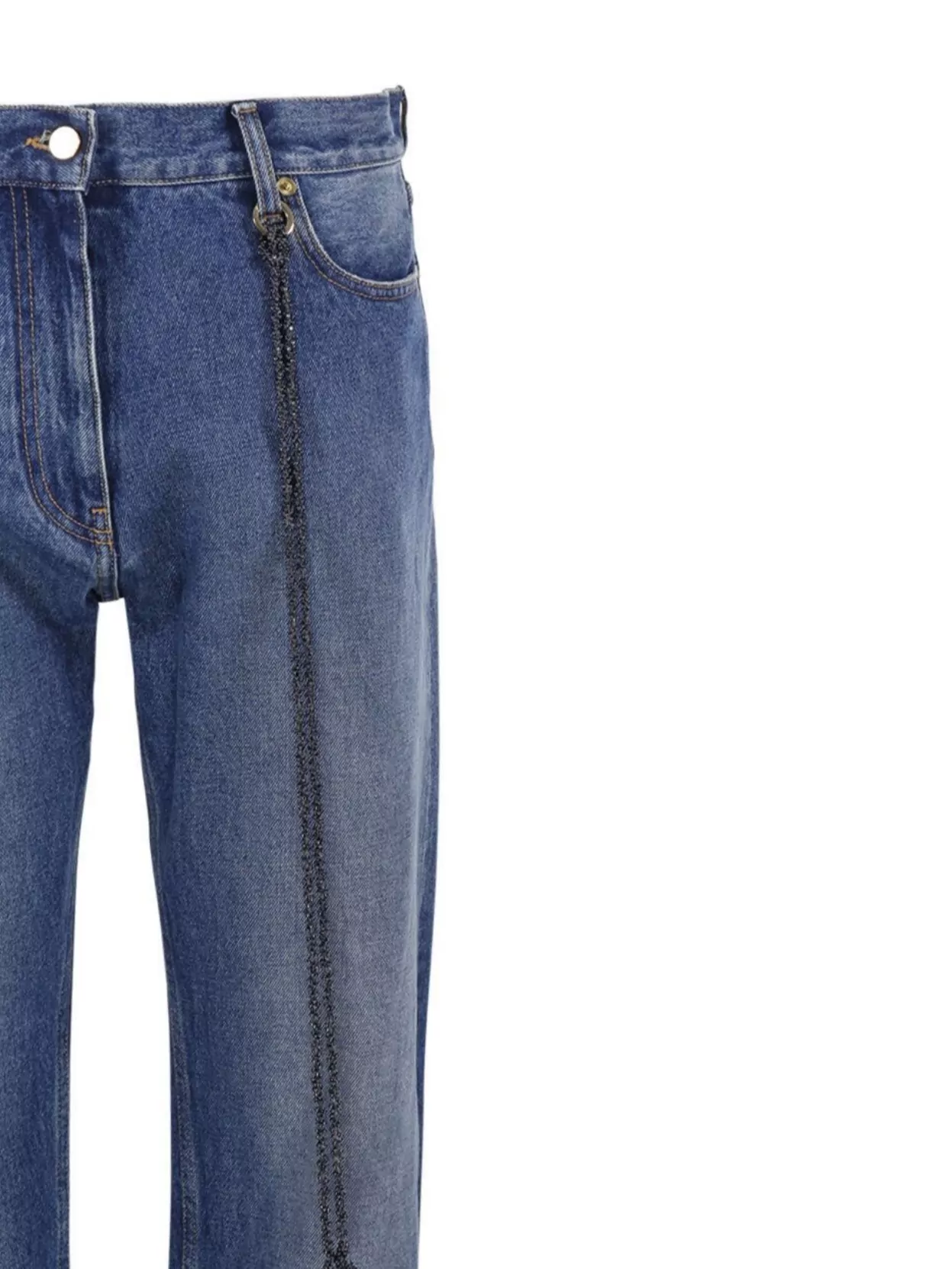 Darkpark Naomi Chain Adorned Boyfriend Straight Leg Denim In Blue