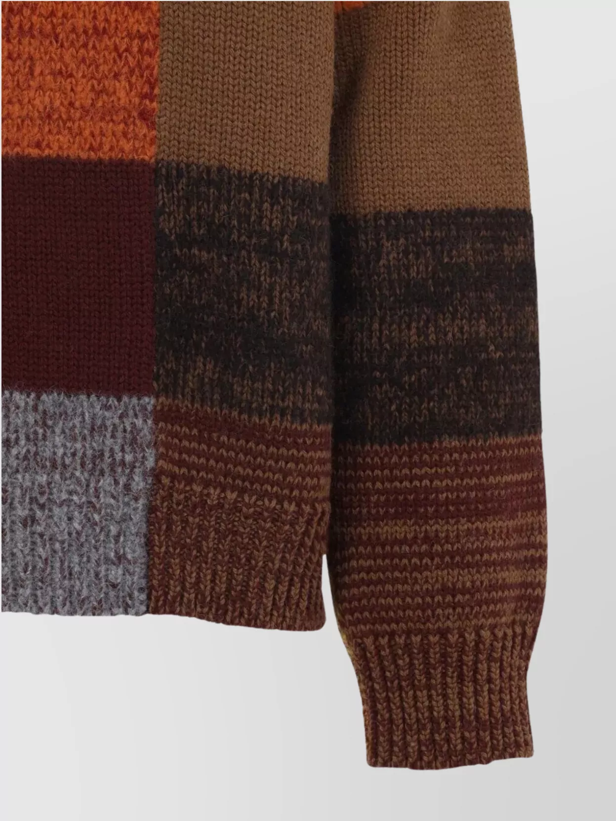 Dries Van Noten Color Block Crew Neck Long Sleeve Sweater