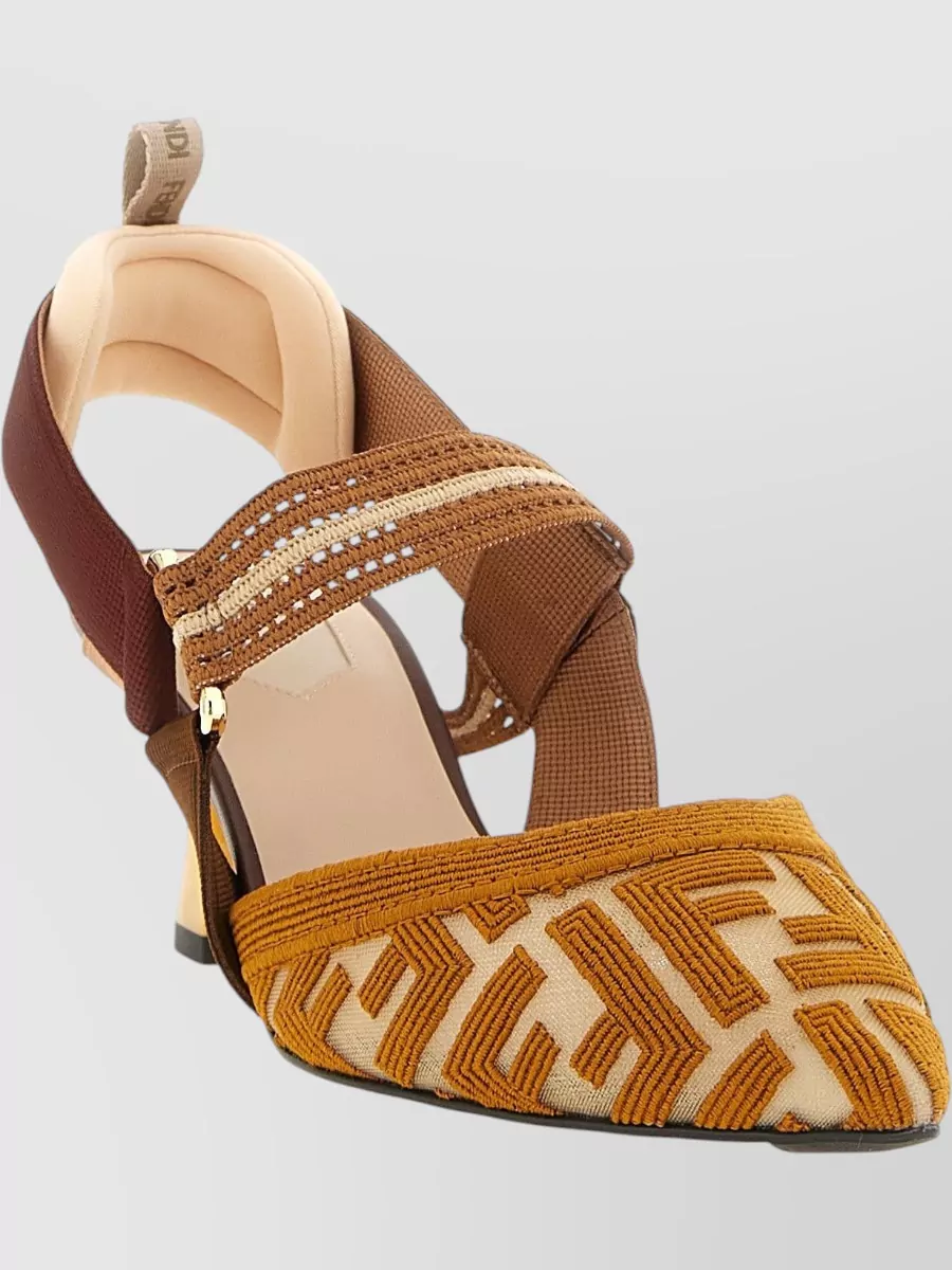 Fendi Colibri Slingback Pumps Kitten Heel Straps