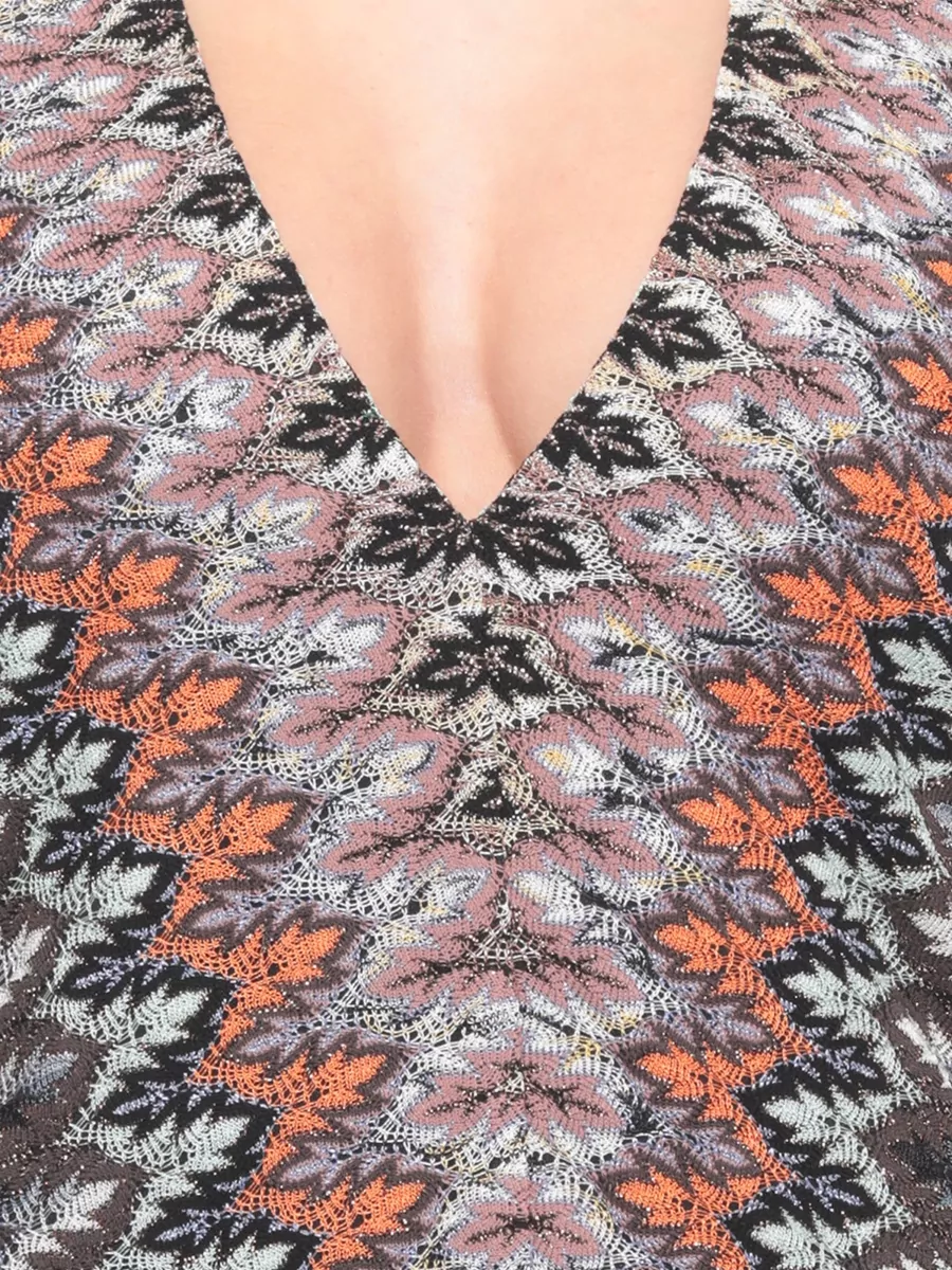 Missoni Printed V-Neck Long-Sleeve Mini Dress