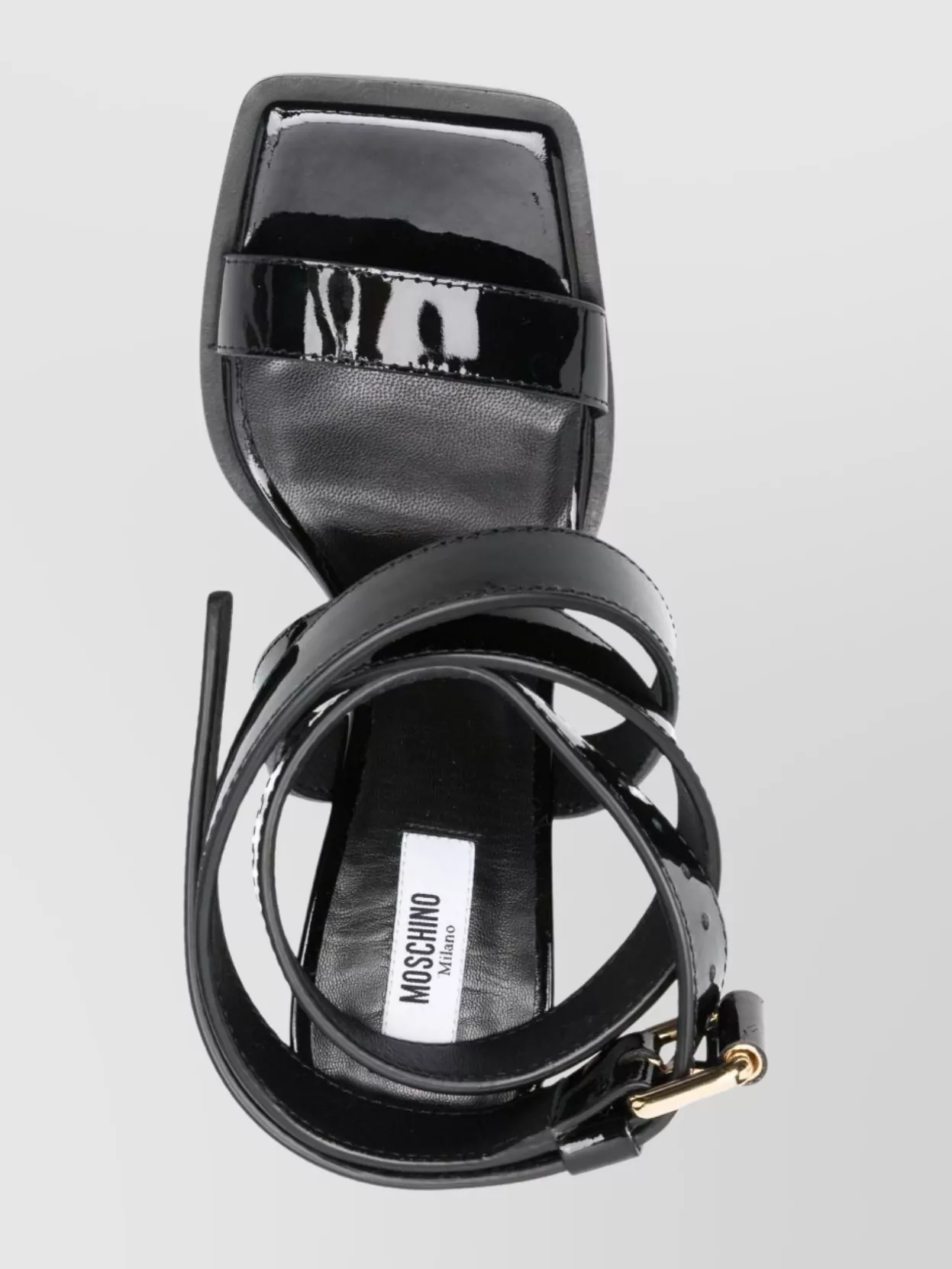 Moschino Strappy Ankle Wrap Sandals With Flared Heel