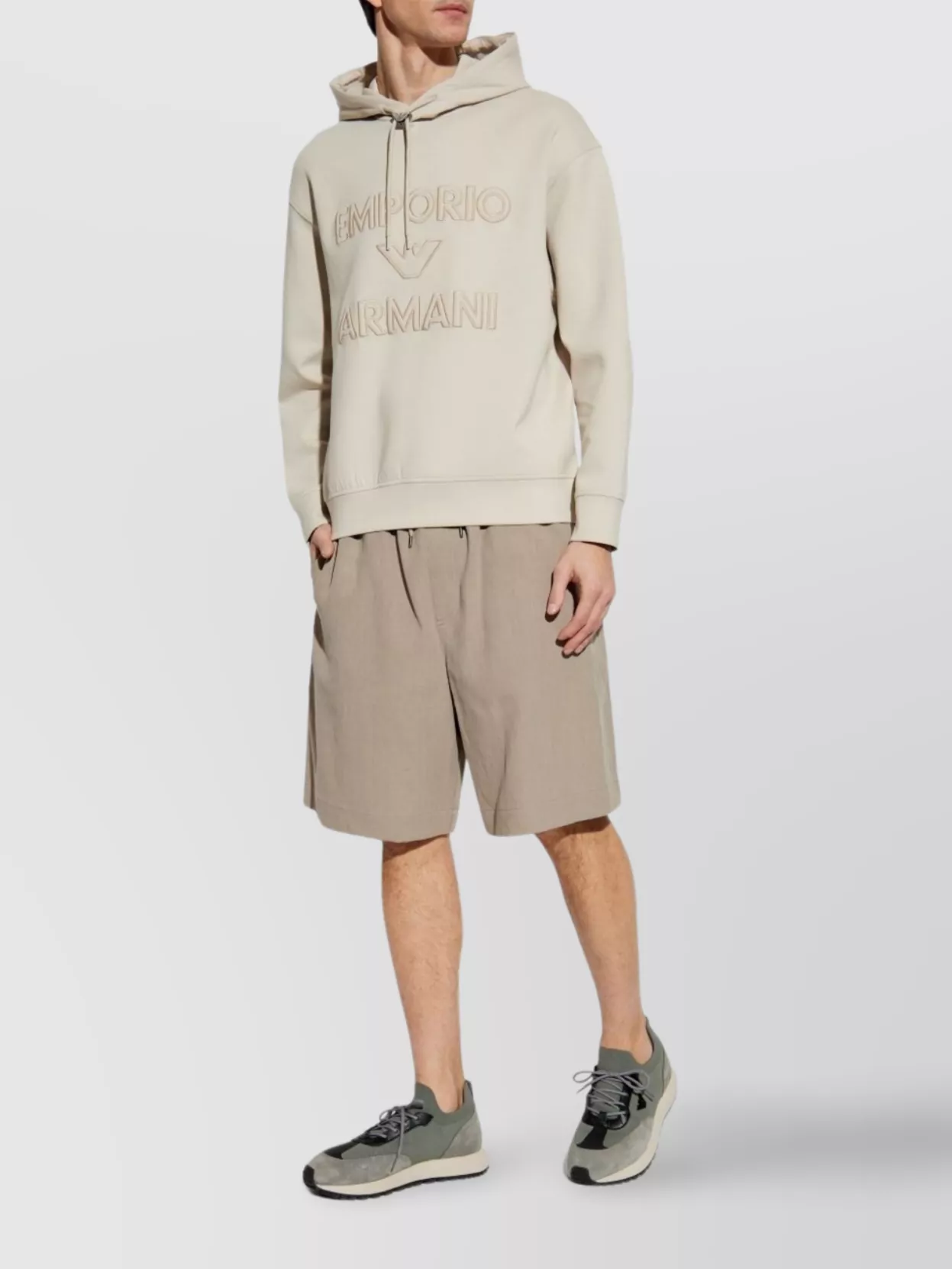 Emporio Armani Logo Drawstring Hood Cotton Sweater