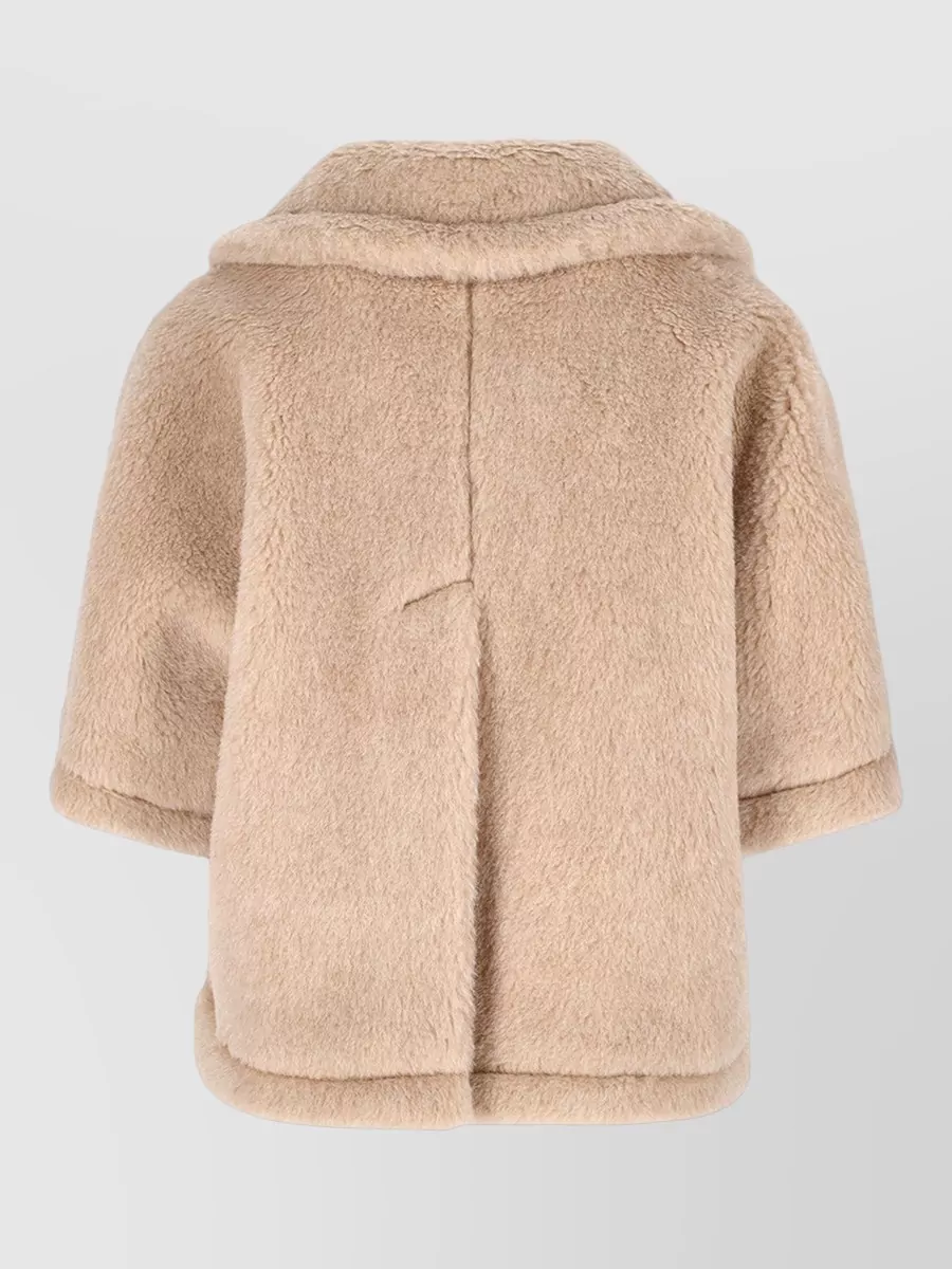 Max Mara Teddy Cape Faux Fur Texture Lapels