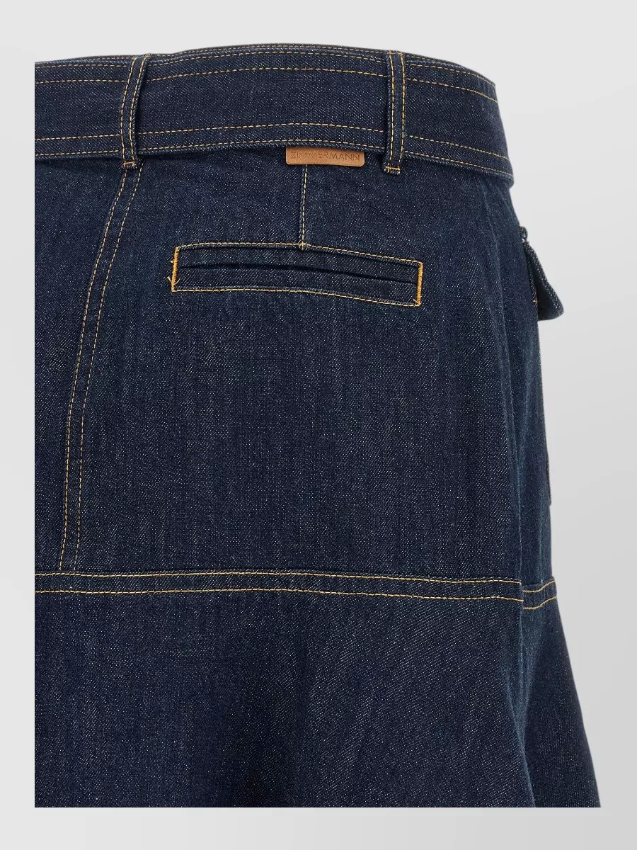 Zimmermann Denim High-Rise A-Line Midi Skirt