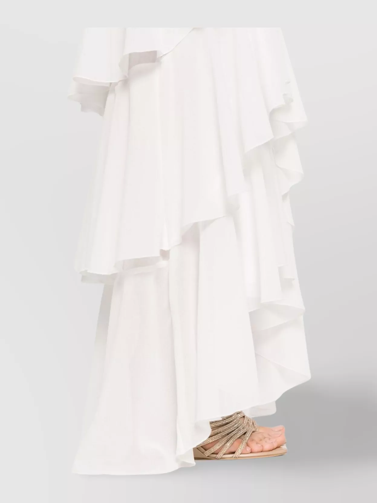 Shop Elisabetta Franchi Ruffled V-neck Maxi Dress With Layered Detailing