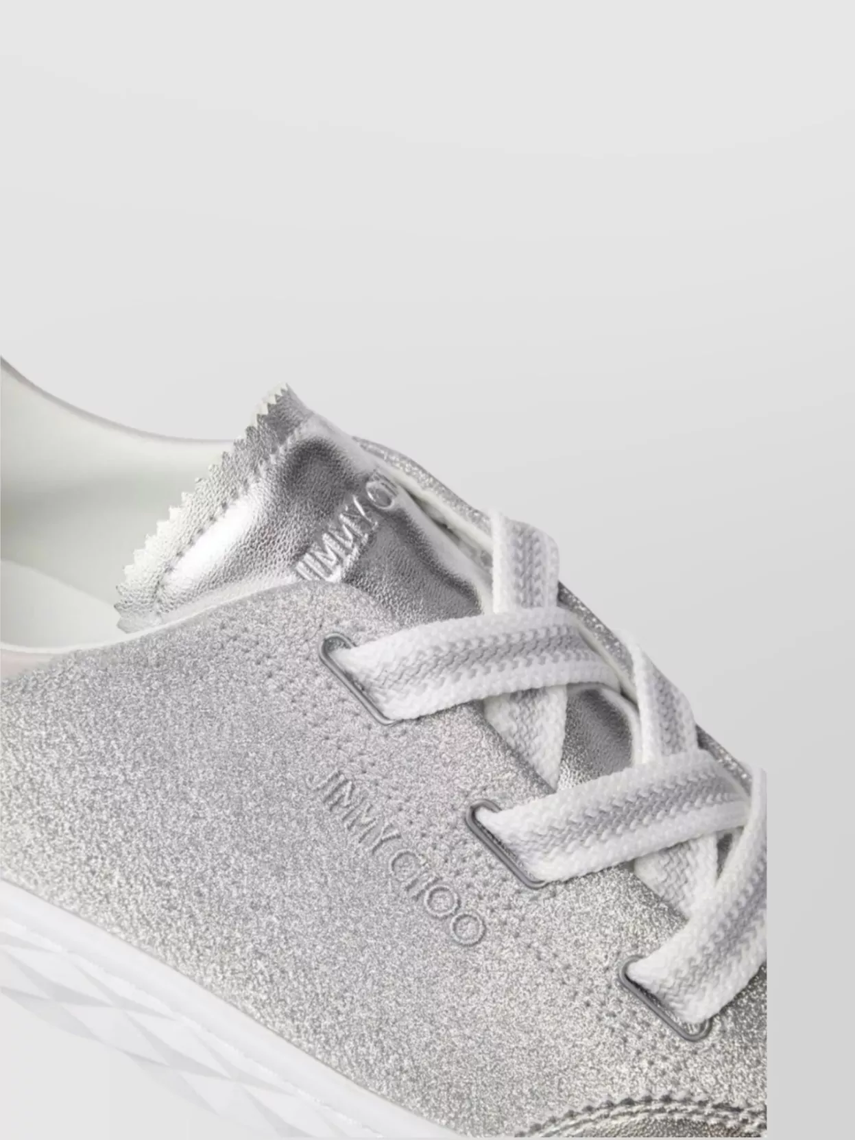 Jimmy Choo Shimmering Leather Sneakers Folding Heel