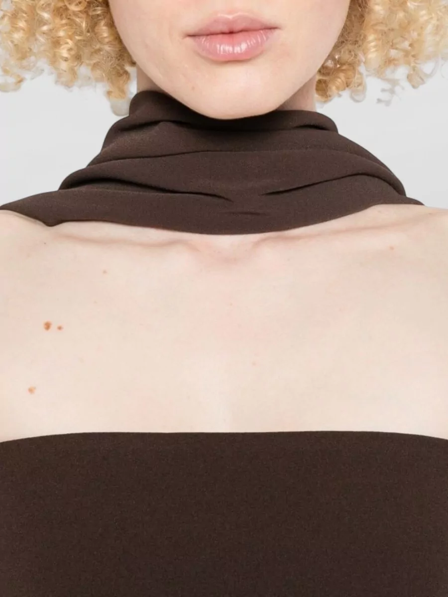 Solace London Strapless Cowl Neck Maxi Dress