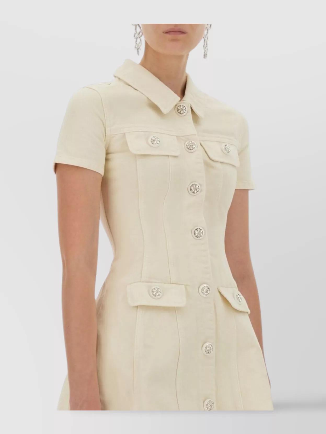 Self-Portrait Denim Collared Mini Dress