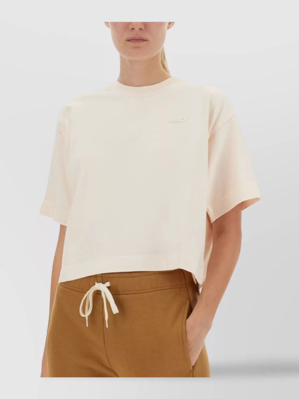 Autry Short Sleeve Cropped Crew Neck Top