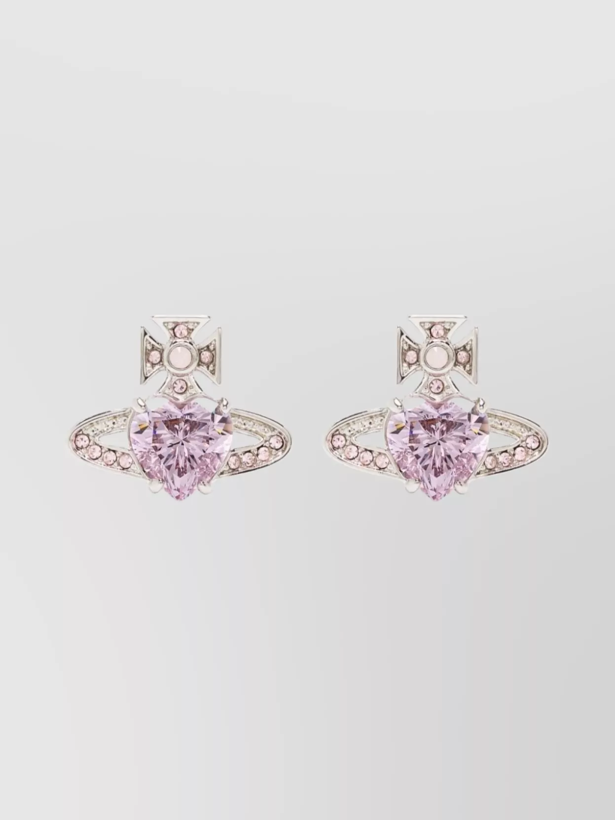 Vivienne Westwood Crystal Heart Stud Earrings