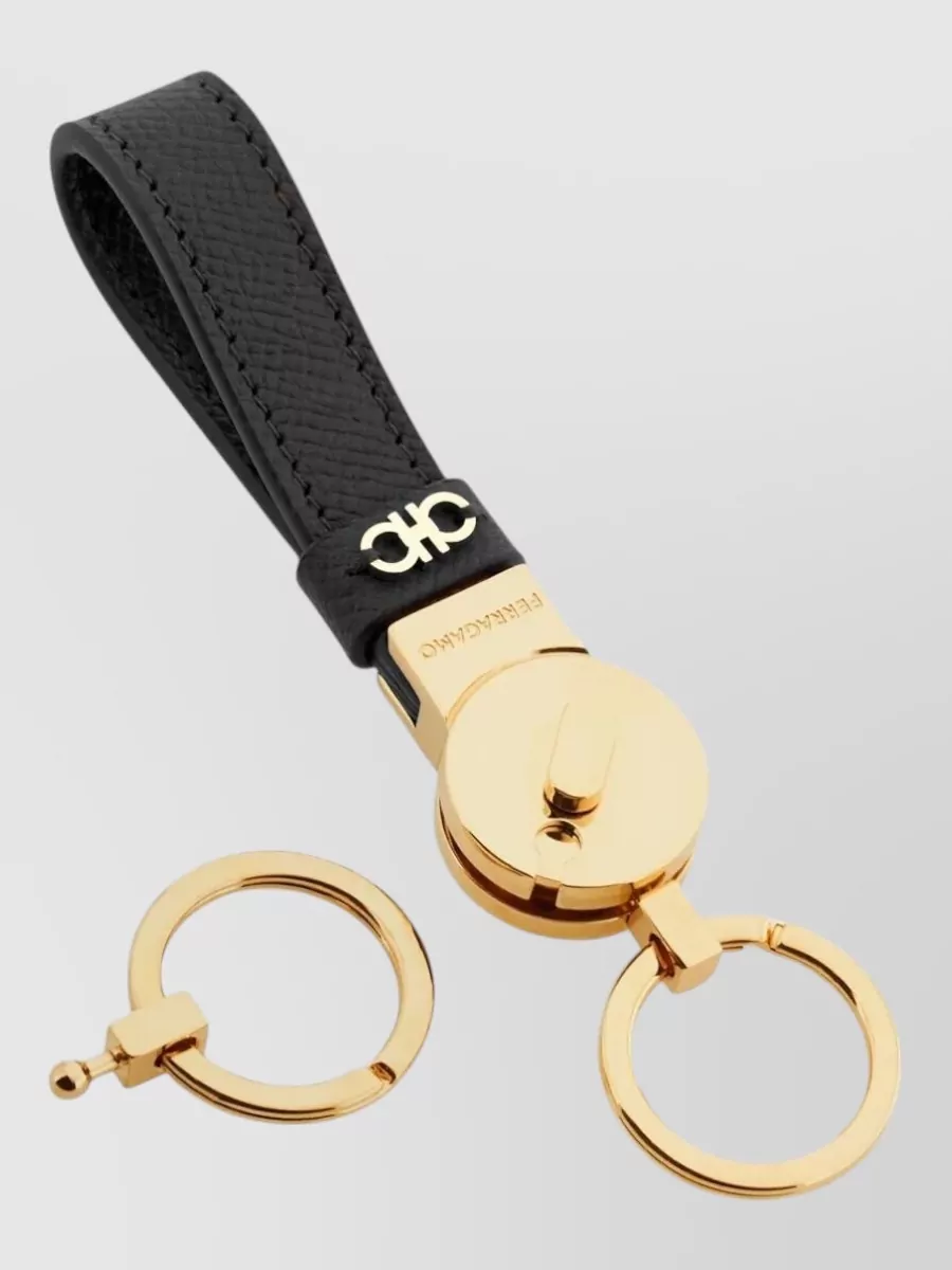 Ferragamo Gancio Micro Leather Key Holder Dual Rings