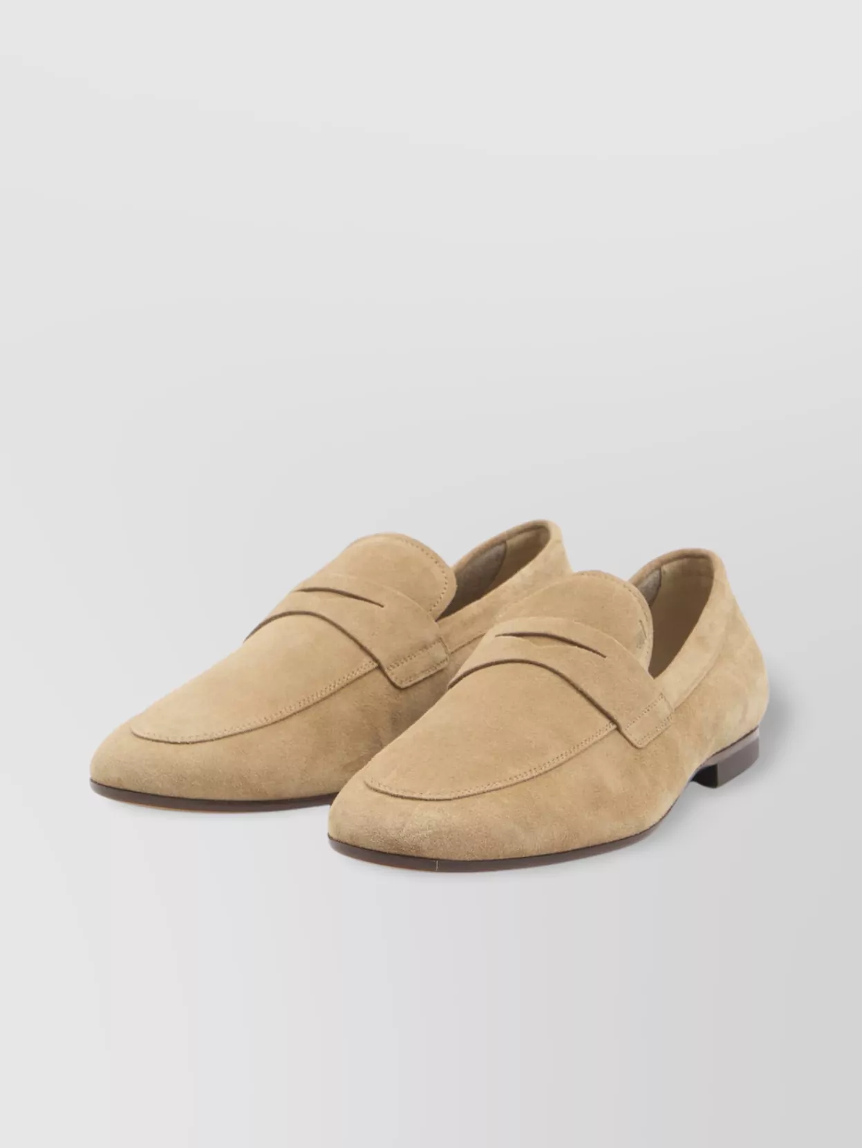 Tod's Almond Toe Suede Loafers With Leather Sole