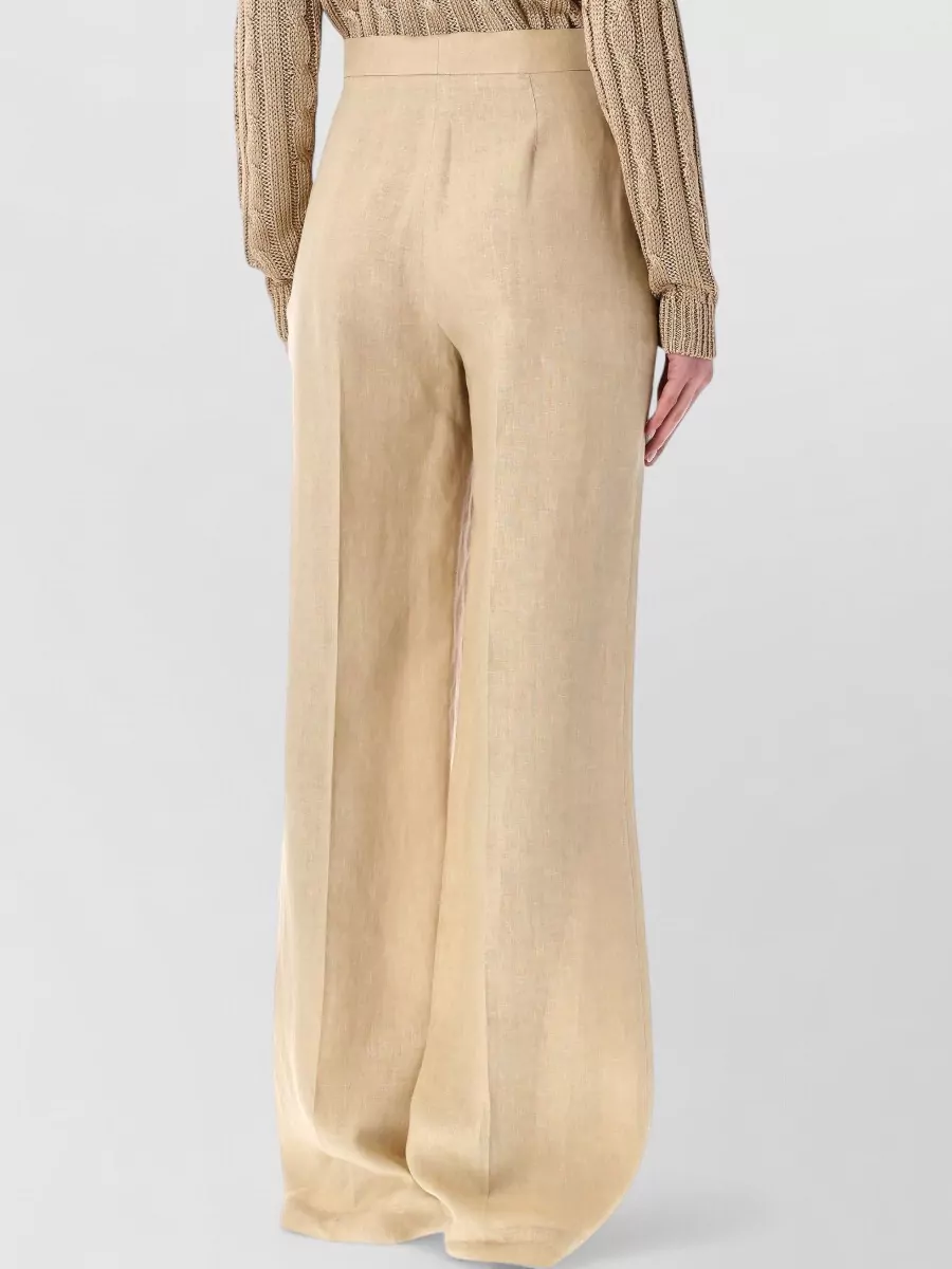 Ralph Lauren Linen High-Rise Pleated Wide-Leg Trousers