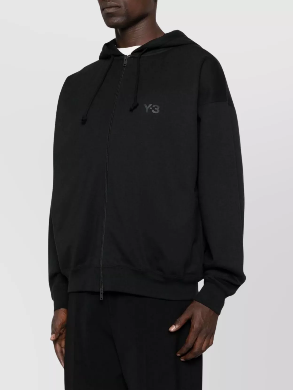 Y-3 Cotton Blend Hoodie Featuring Drawstring Hood