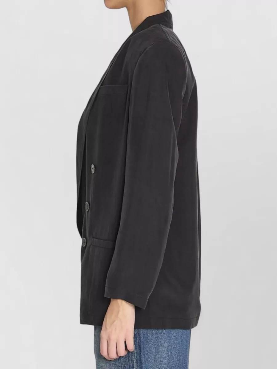 Saint Laurent Silk Double Breasted Jacket Long Sleeves