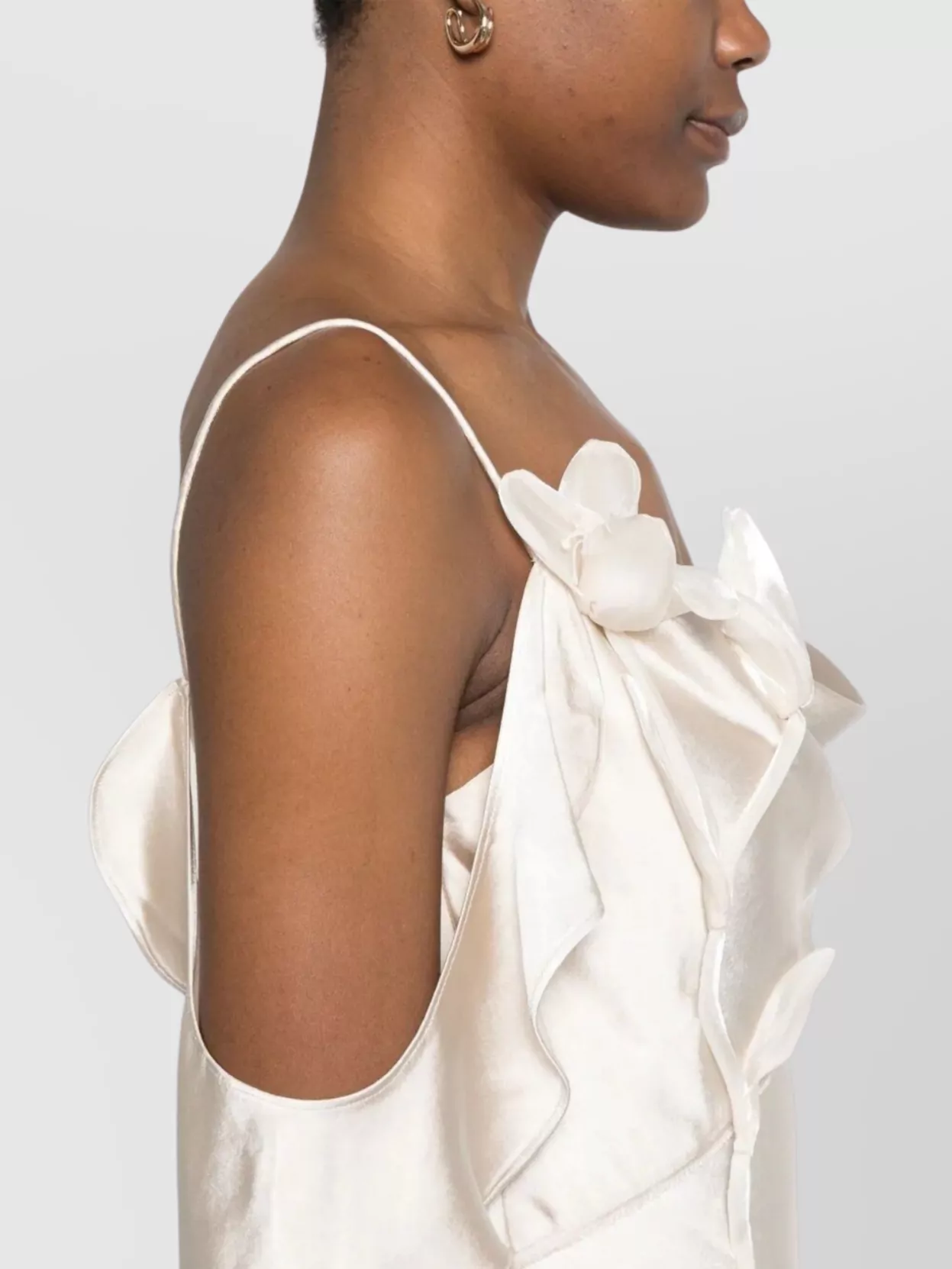 Self-portrait Beige Off-shoulder Mini Dress With Ruched Details In Tech Fabric Woman