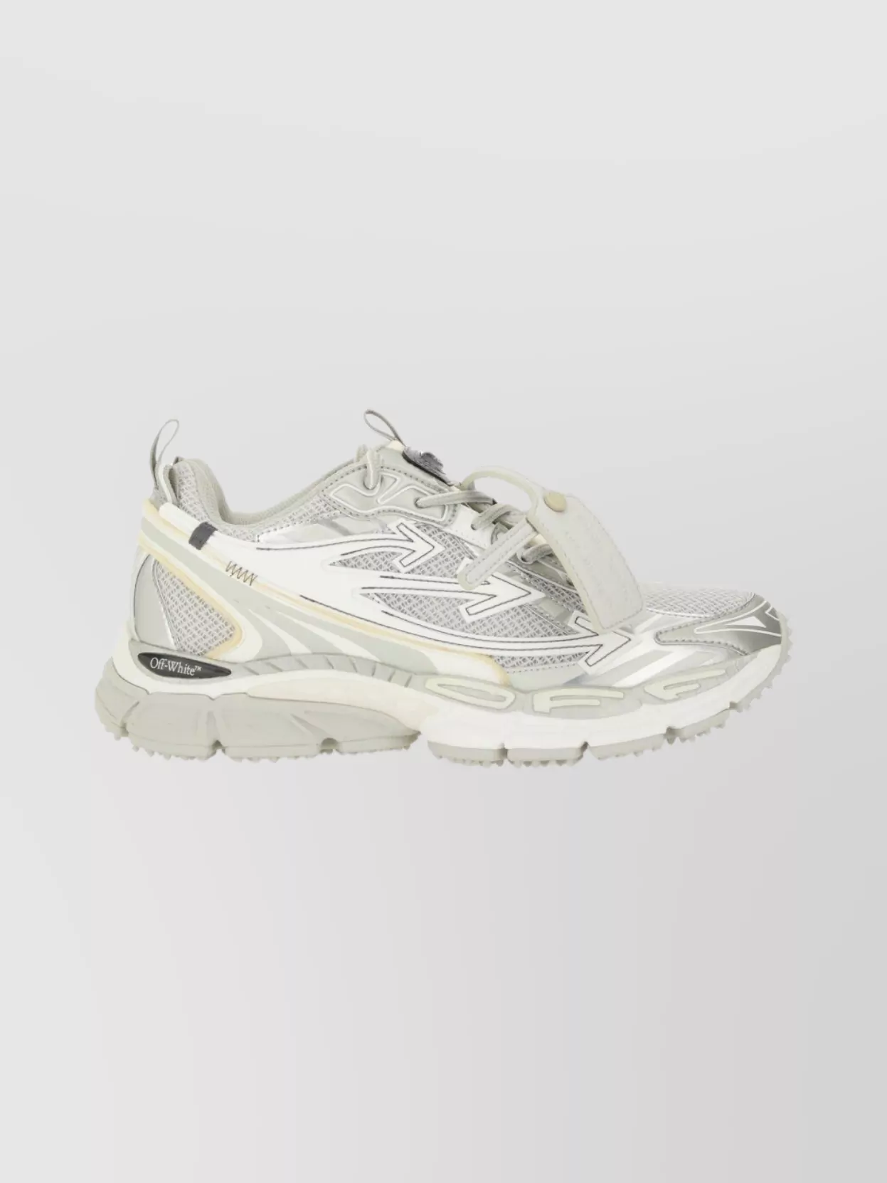 Off-White Modern Sneakers With Textured Sole And Mesh