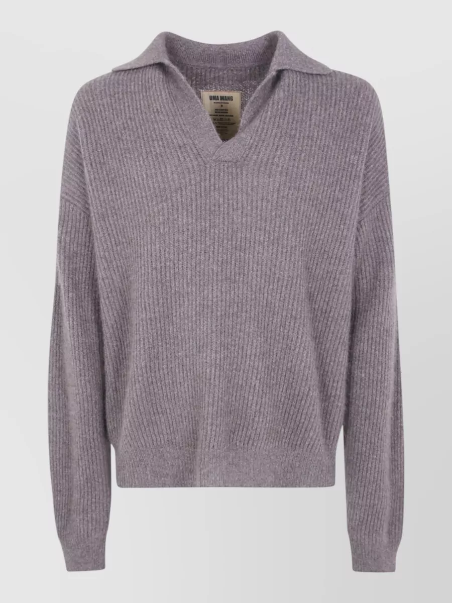 Uma Wang raccoon wool long sleeve polo jumper