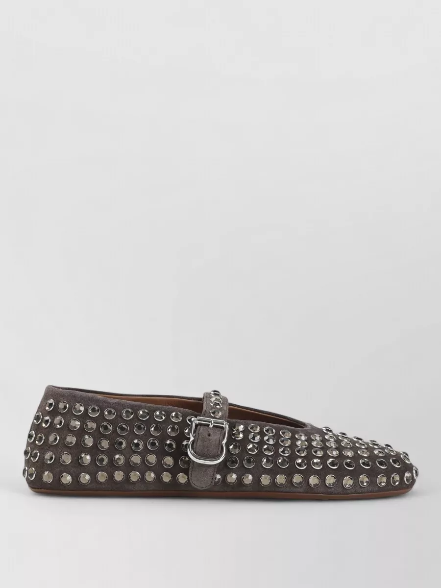 Alaïa Suede Leather Studded Ballerina Flats