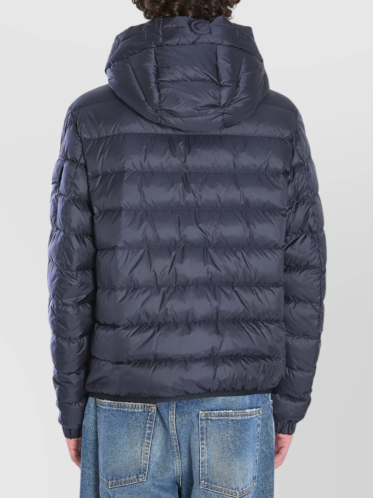 Moncler Puffer Jacket With Adjustable Cuffs And Hood In Blue
