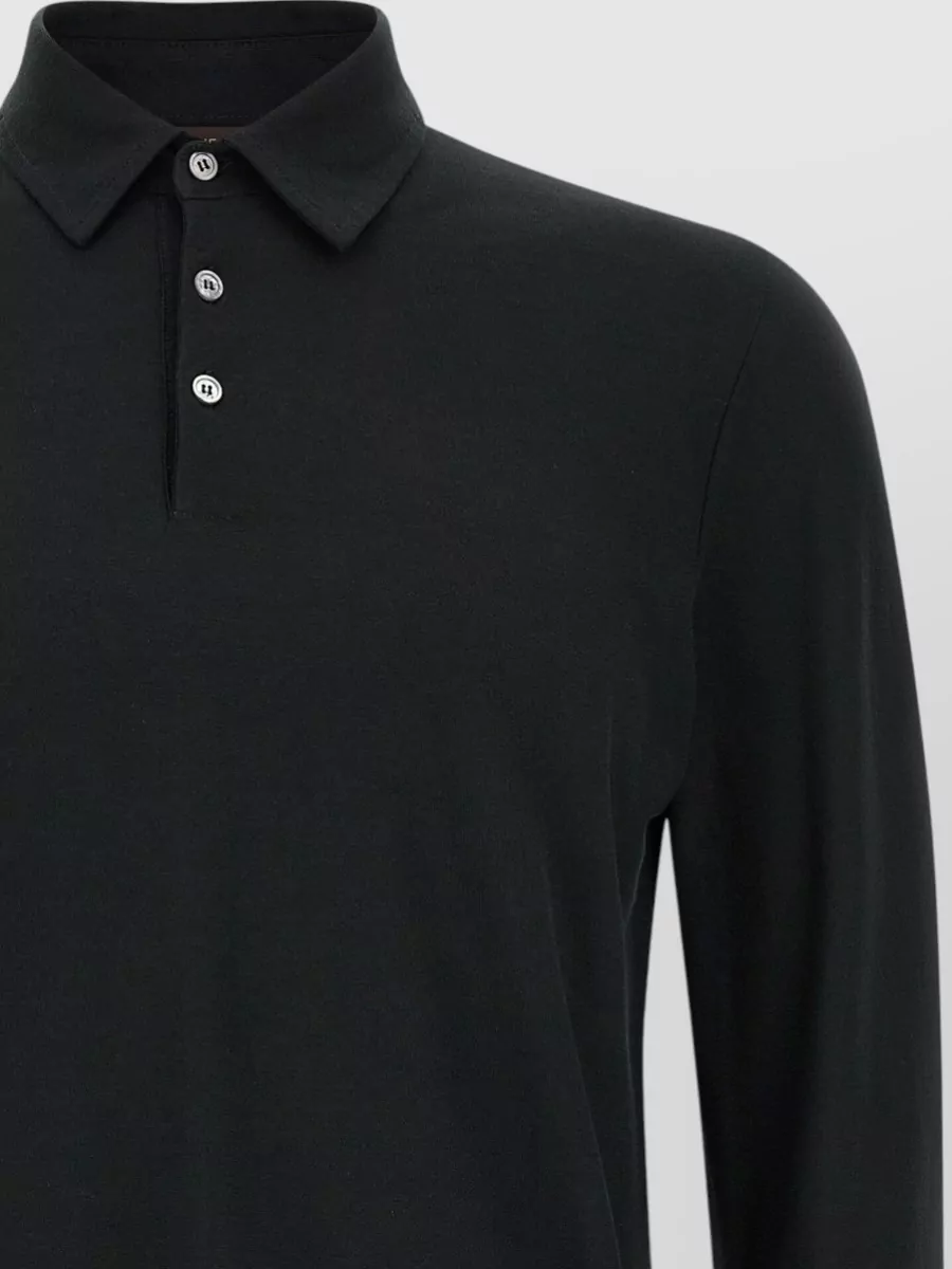 Zanone Cotton Long-Sleeve Polo Shirt