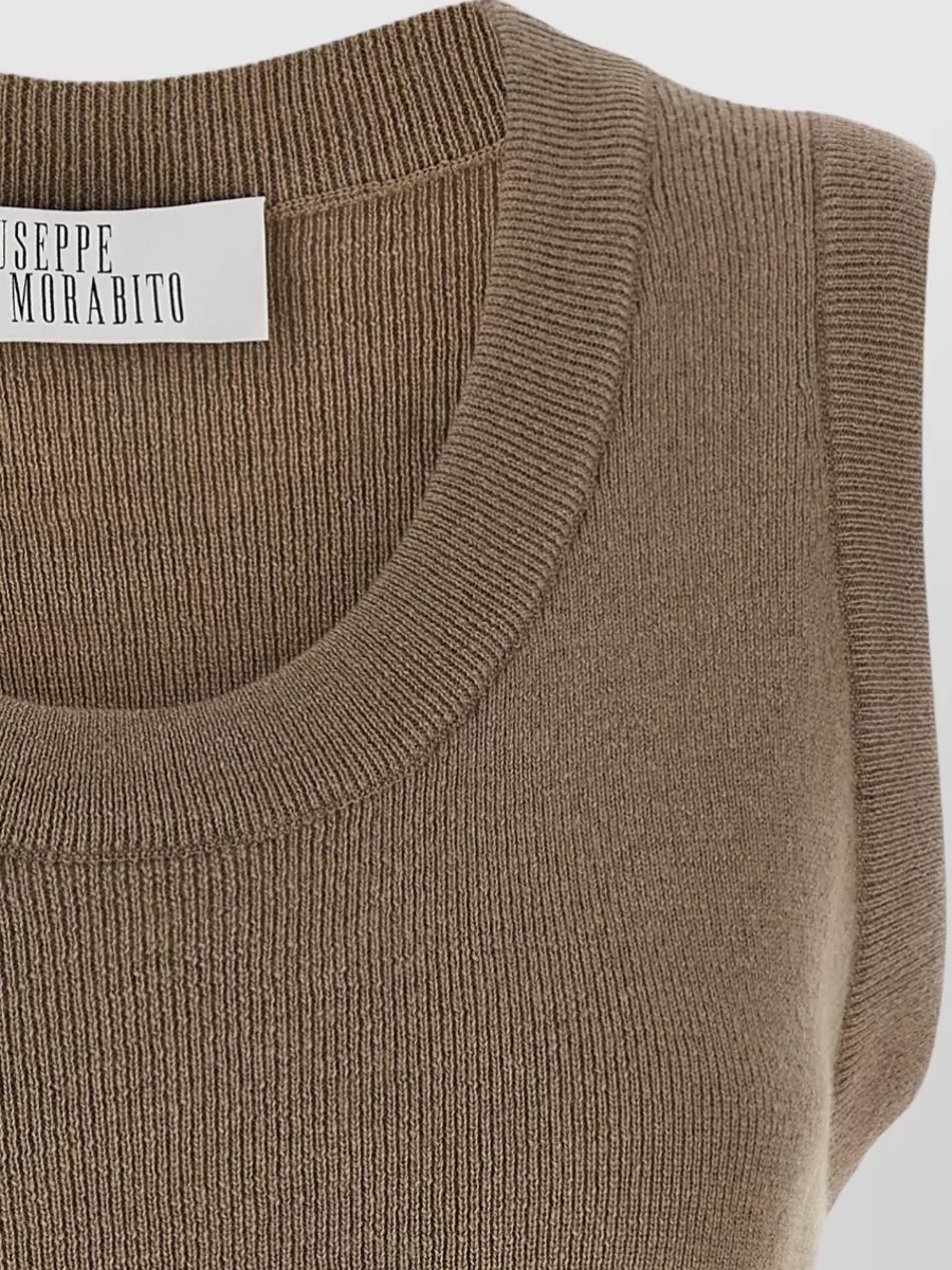 Giuseppe Di Morabito Virgin Wool Ribbed Asymmetric Crystal Brooch Knitted Top