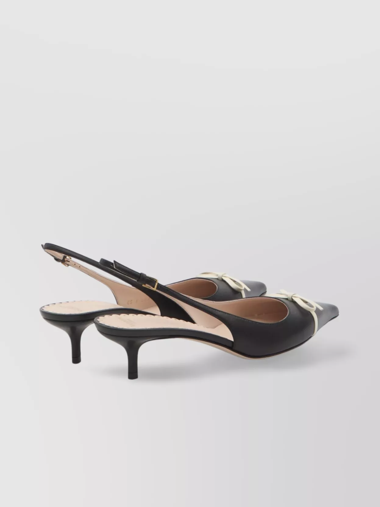 Valentino Bepointy 45 Bow-embellished Leather Slingback Pumps In Neutral