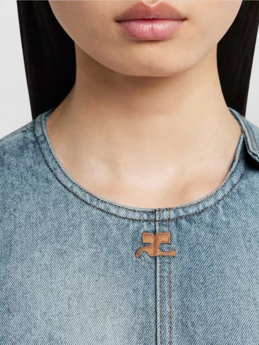 Courrèges Denim Sleeveless A-Line Mini Dress