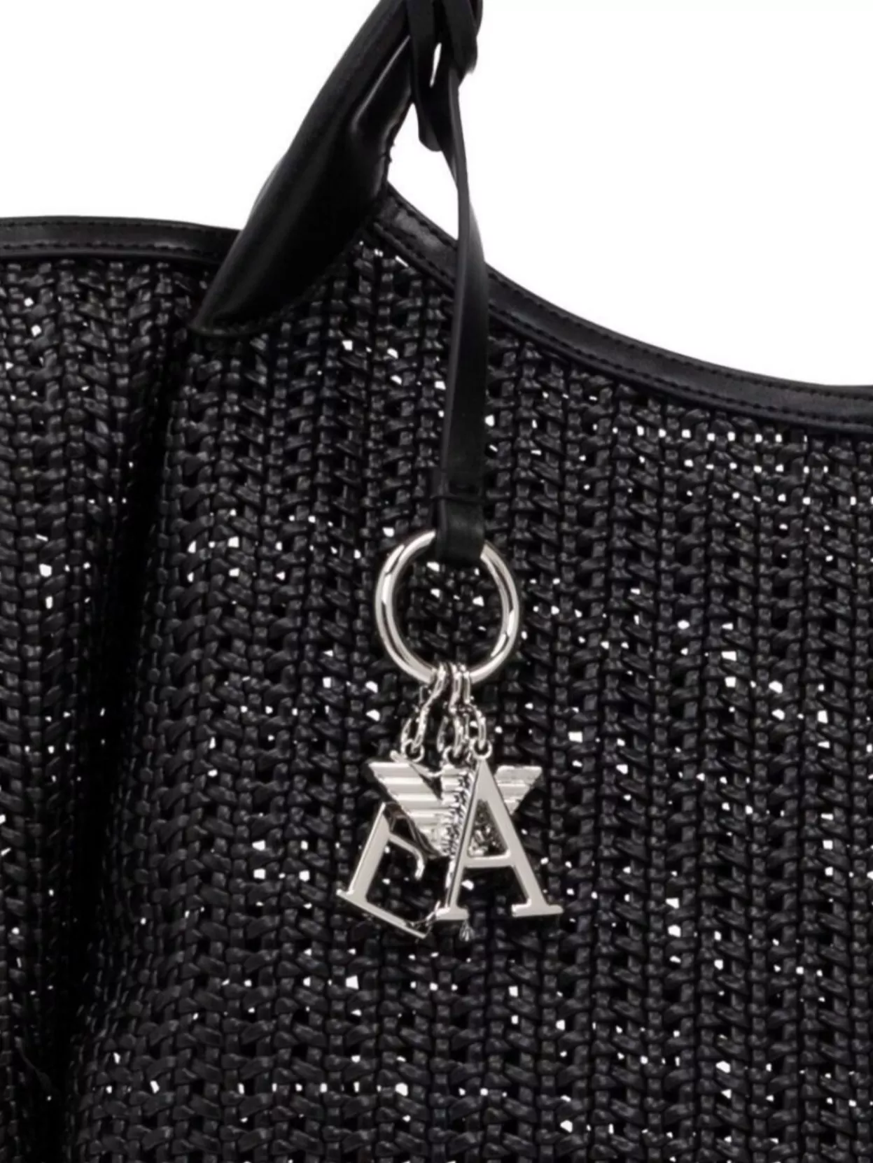 Emporio Armani Intertwined Dual Handle Woven Texture Tote