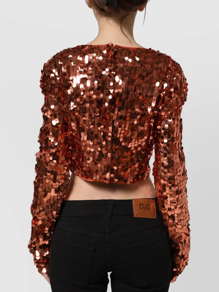 Dolce&Gabbana Sequined Long-Sleeve Cropped Jacket