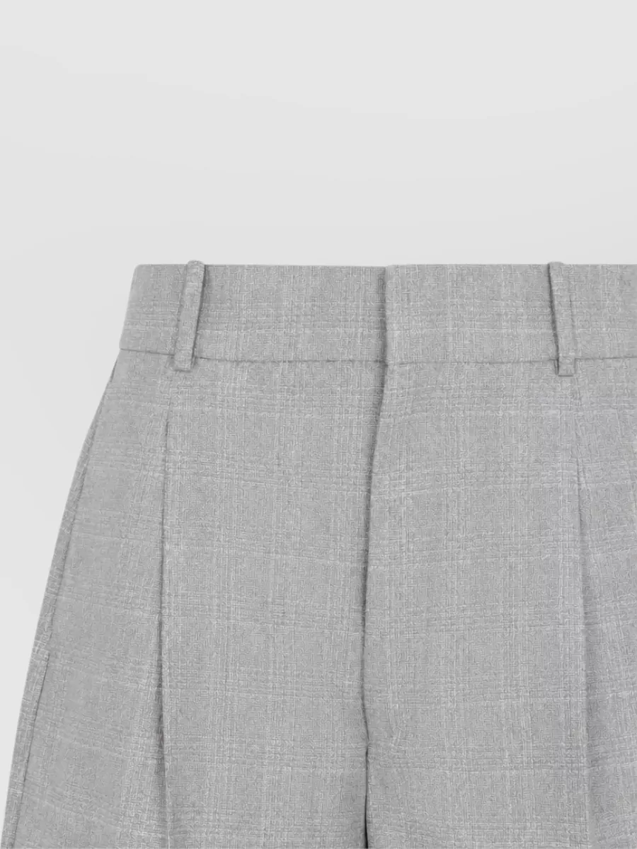 Bottega Veneta Checked High-Rise Pleated Bermuda Shorts