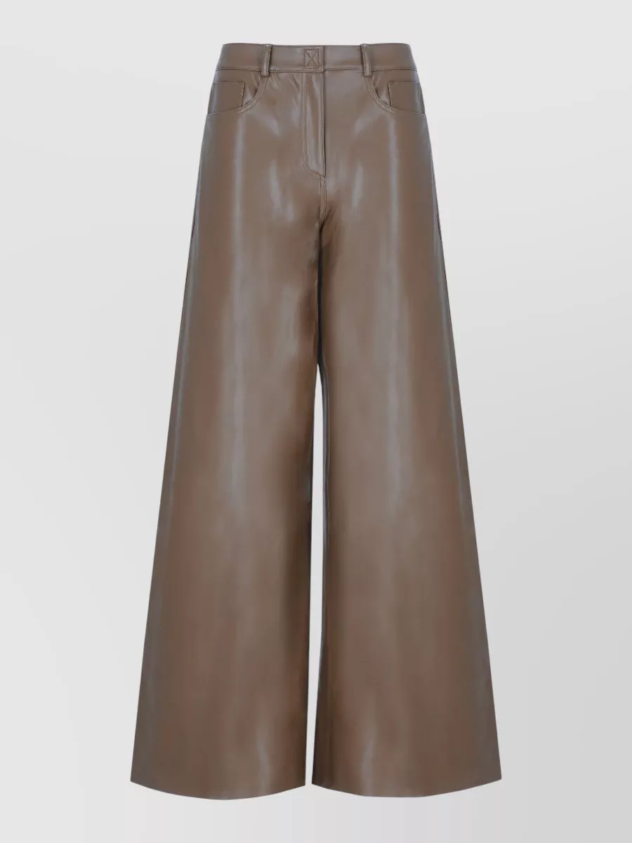 Norma Kamali High Rise Tailored Wide Leg Trousers In Brown