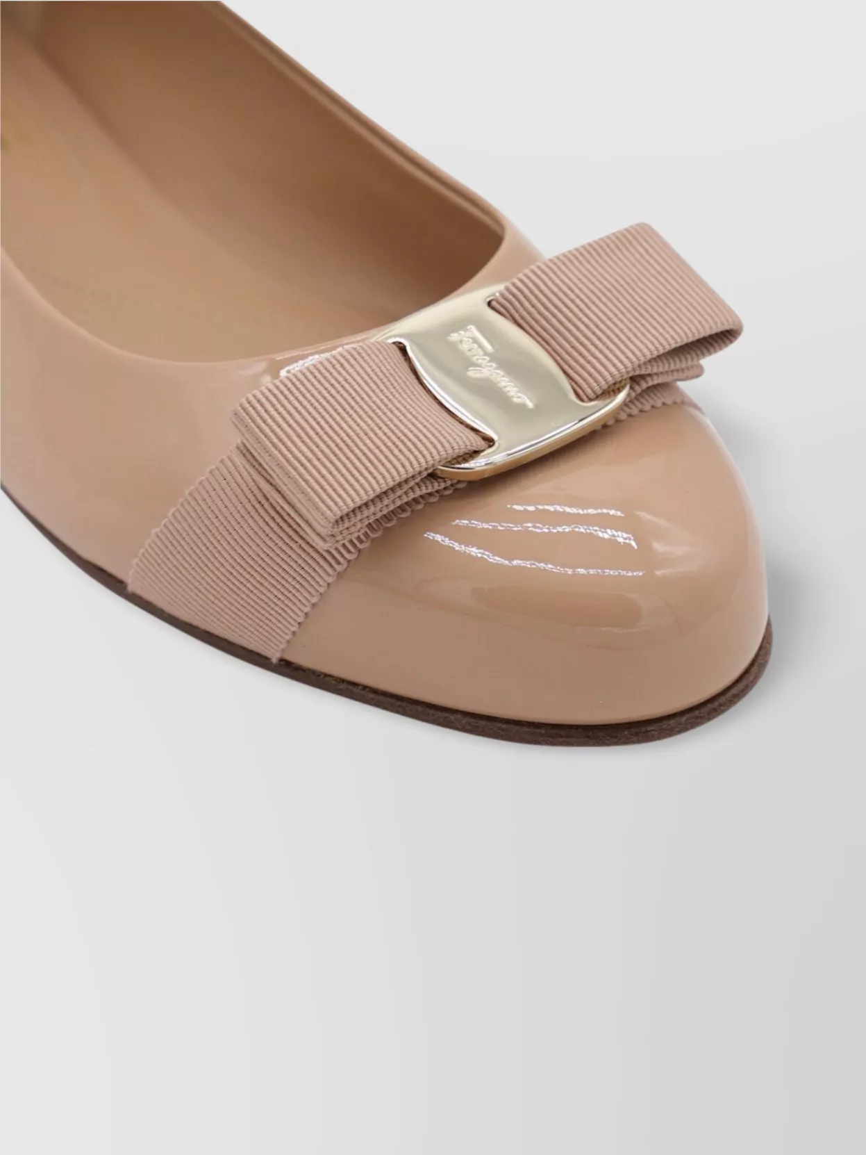 Ferragamo Round Toe Patent Finish Ballerina Shoes