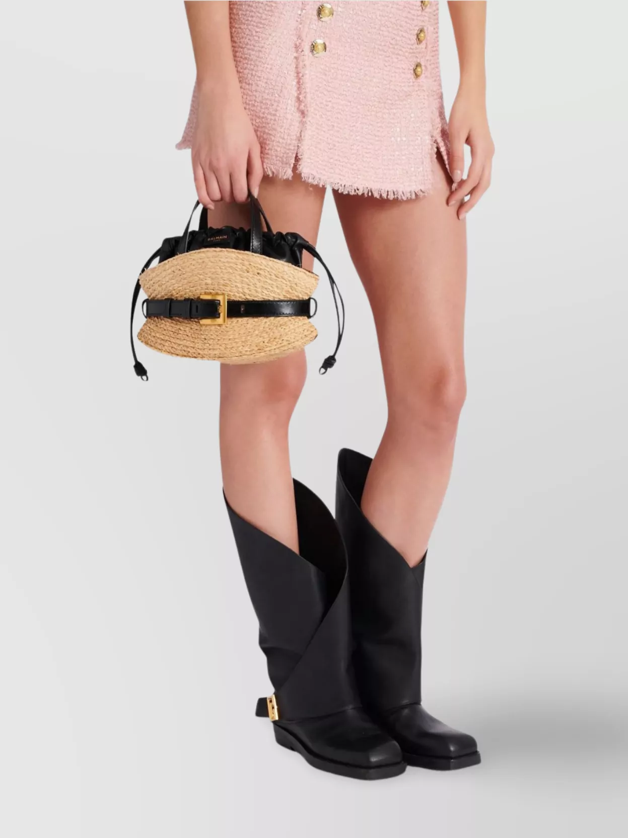Balmain Mini Raffia Shoulder Bag Shuffle