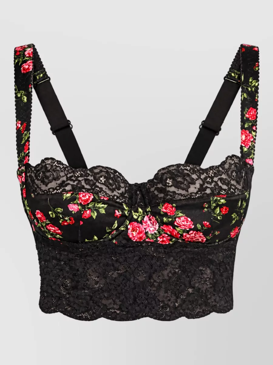 Dolce&Gabbana silk lace printed balconette bra