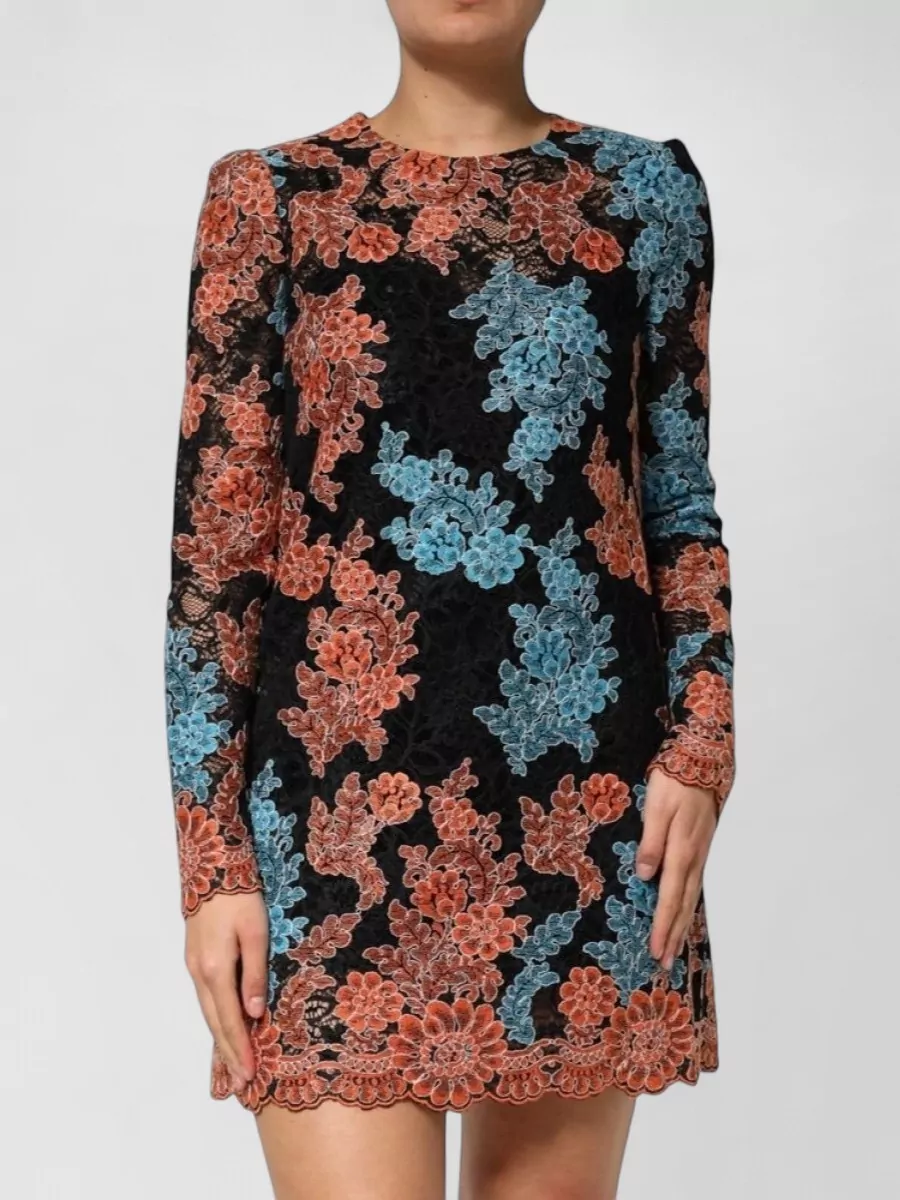Dolce&Gabbana floral lace long sleeve mini dress