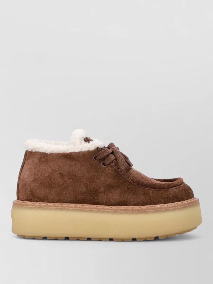 Prada Suede Lace Up Flatform Chukka Boot