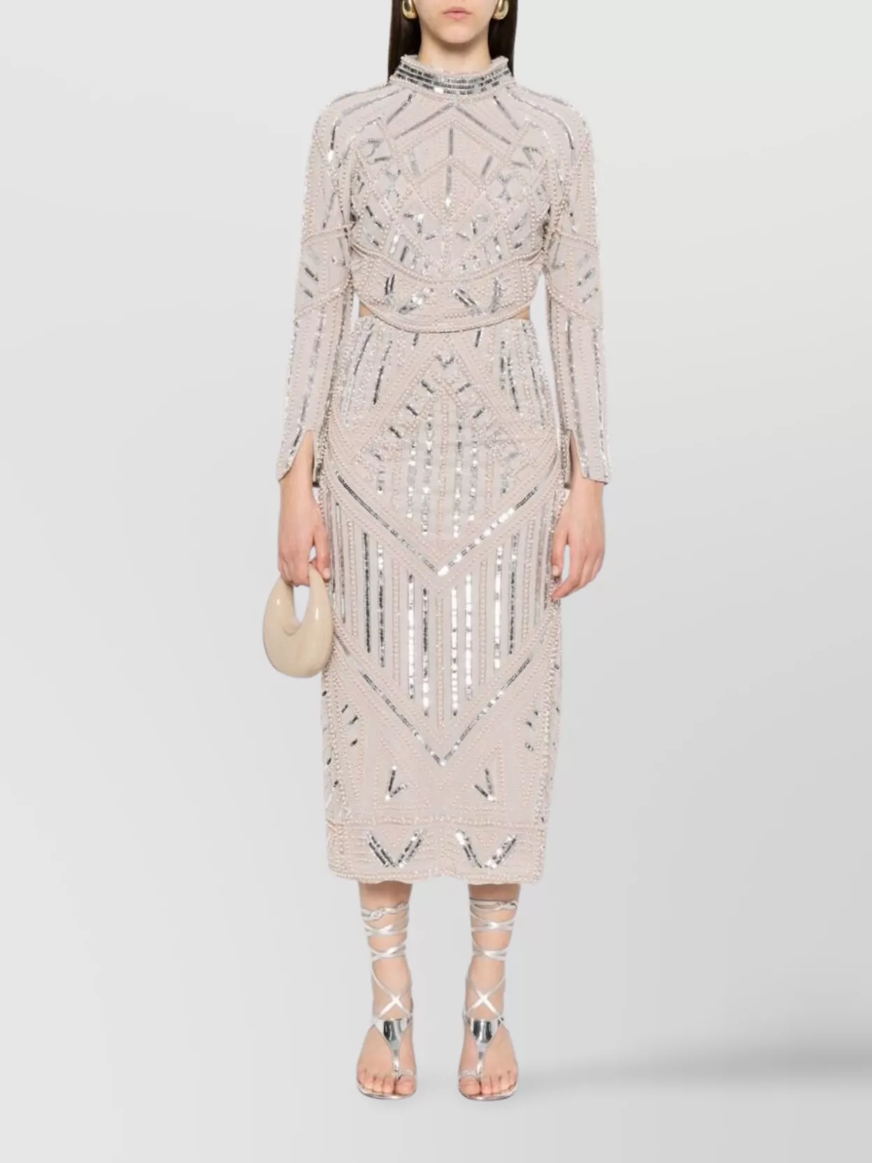 Forte Forte Midi Skirt With Geometric Pattern And Embellishments In Pink
