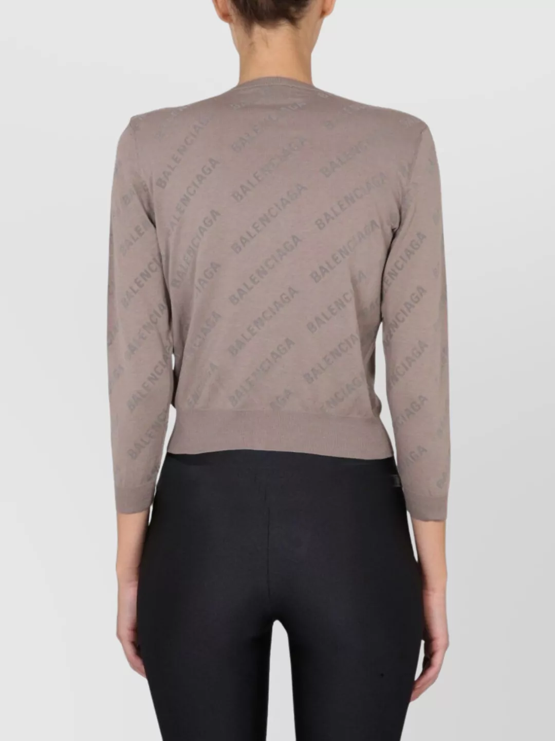 Balenciaga Cropped Cardigan With Allover Logo Design