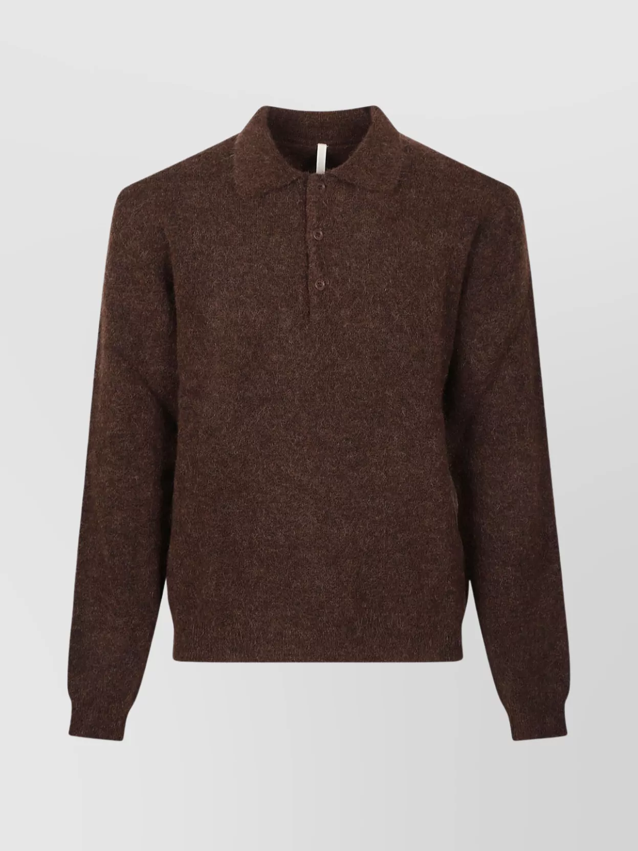 Sunflower Polo Neck Brown Wool Sweater With Button Fastening In Brown
