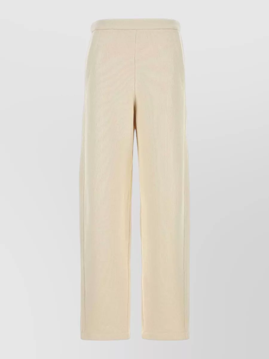 Max Mara Cotton Blend Wide Leg Dente Trousers In Neutral